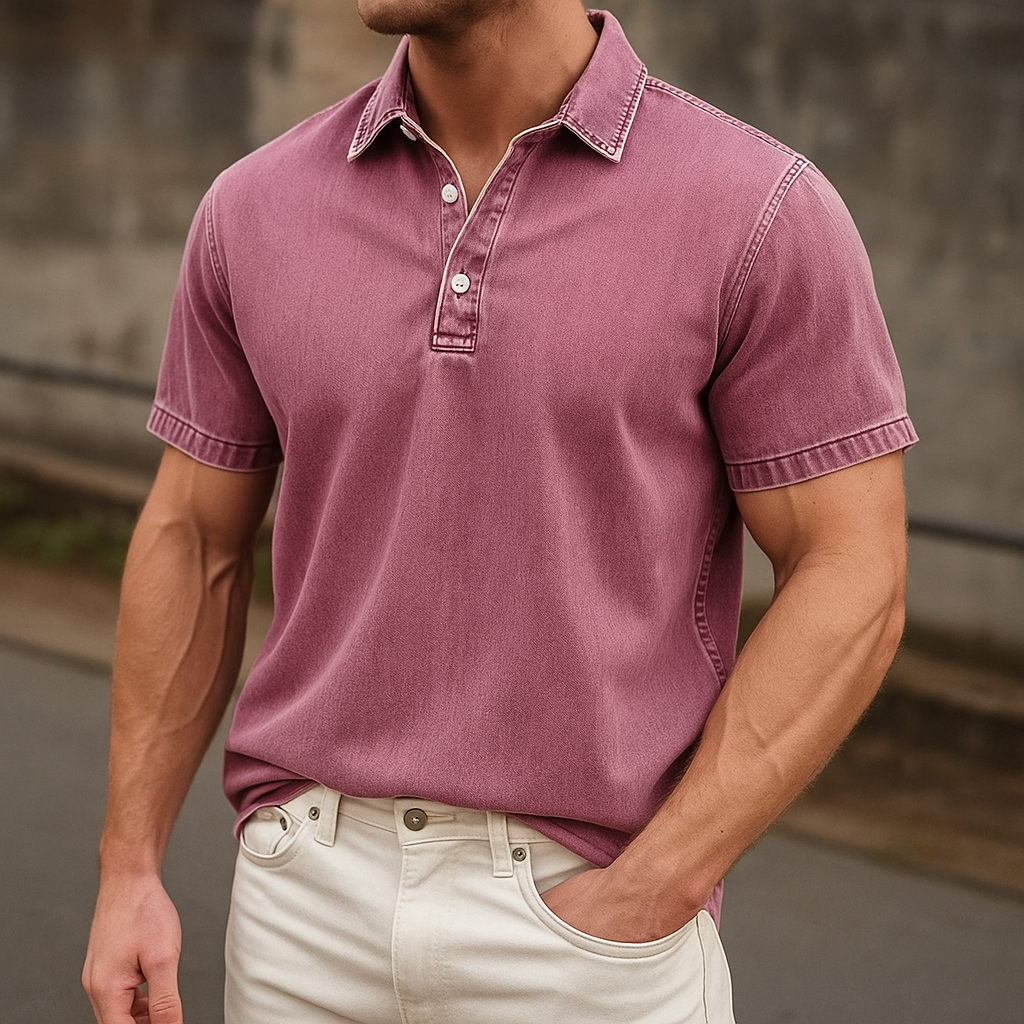 Ejvind™ | Stilren pikétröja i denimlook