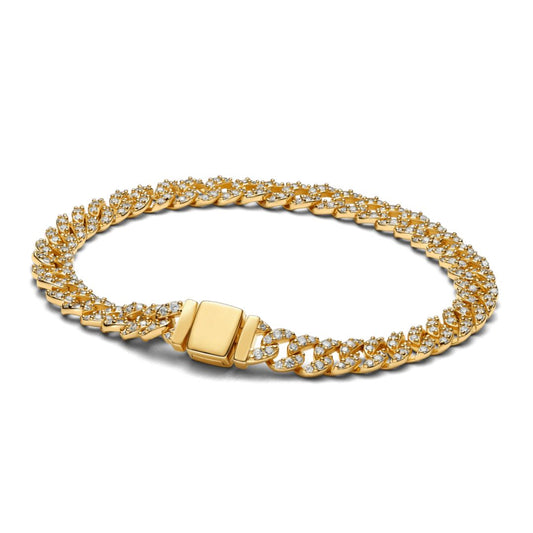 Carina™ | Fantastiskt cubanskt armband i guld med moissanit